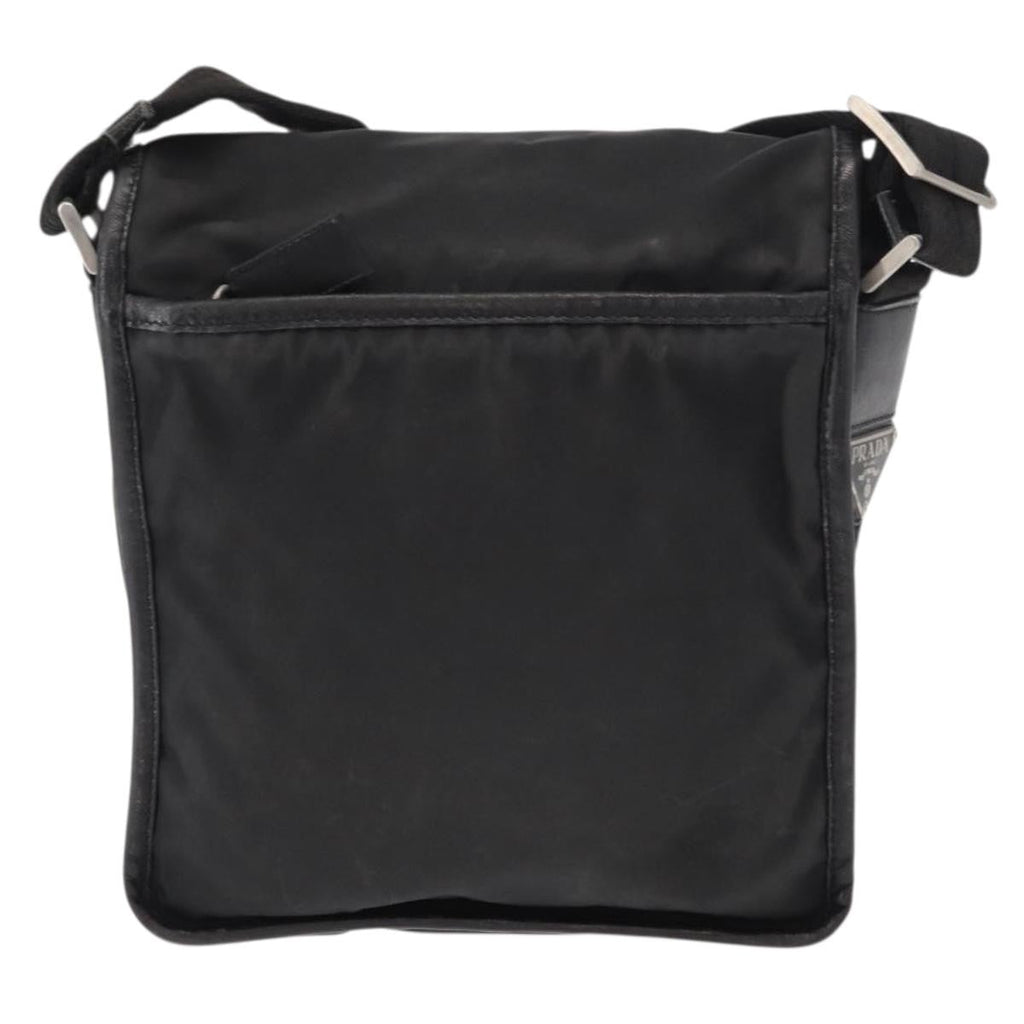 Prada Logo Flap Messenger Bag Tessuto Black Nylon Shoulder Bag Bag