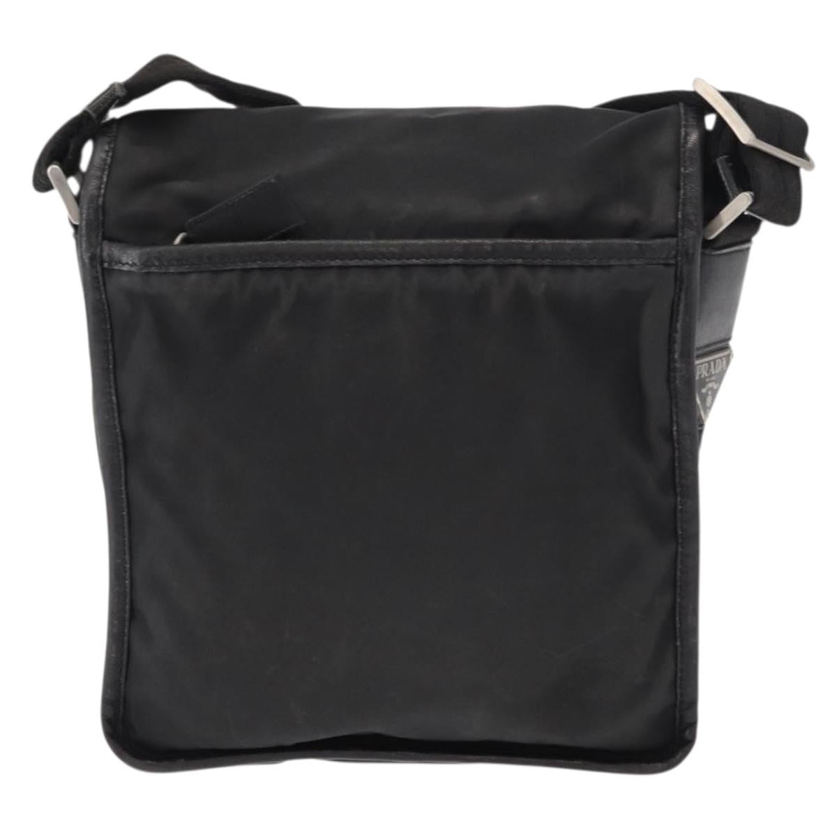 Prada Logo Flap Messenger Bag Tessuto Black Nylon Shoulder Bag Bag