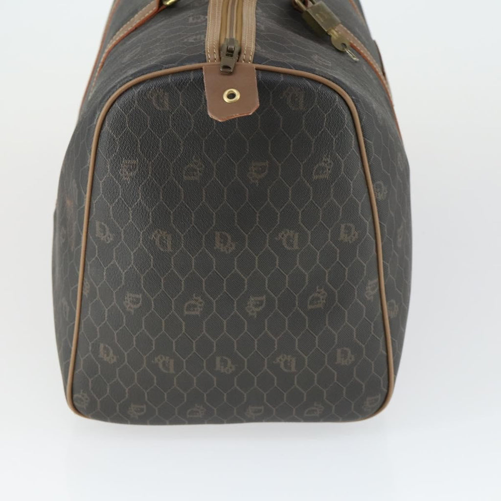 Christian Dior Vintage Honeycomb Boston Bag Canvas And Leather Black Canvas Travel Bag Bag (Pre-Owned)