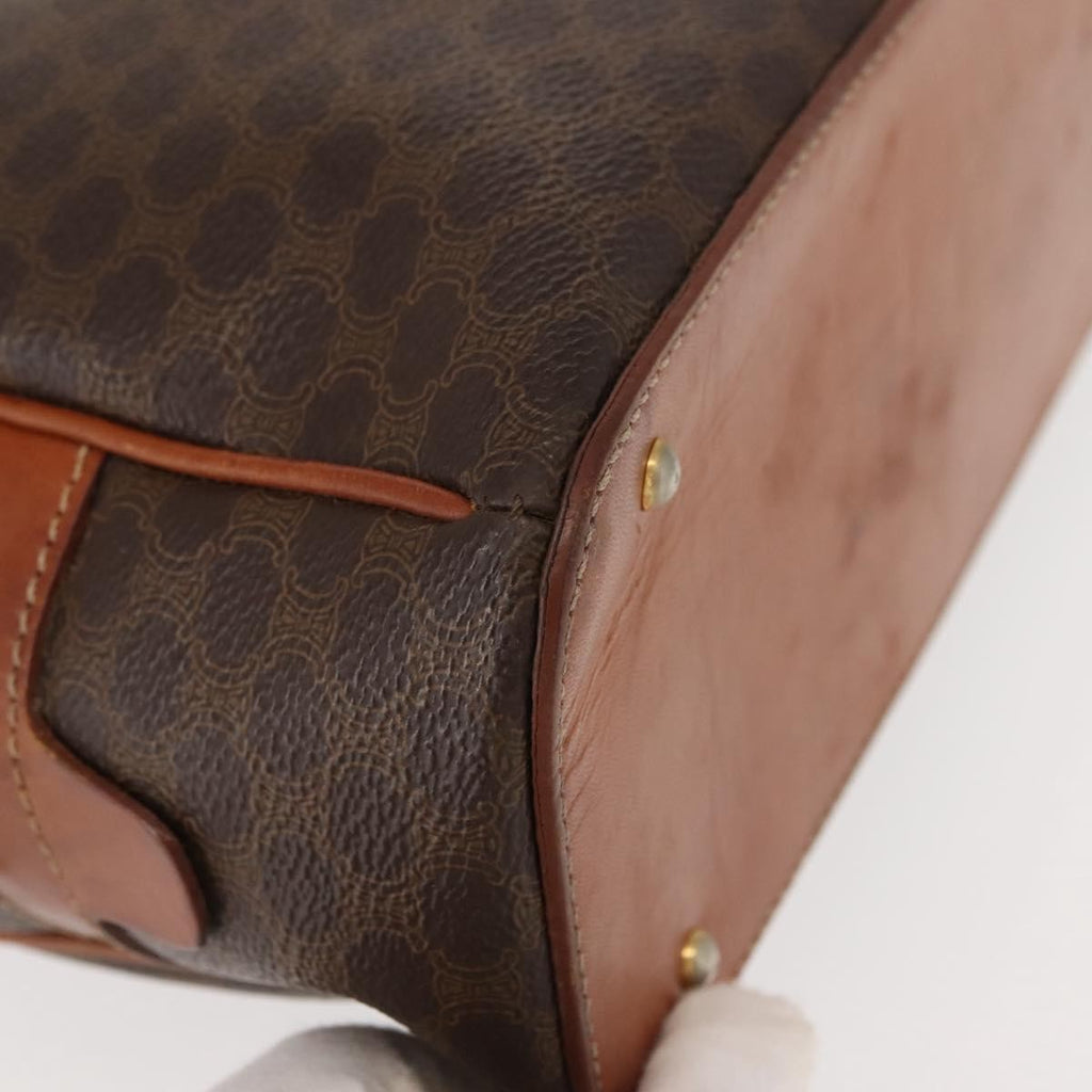 Celine Vintage Macadam Handbag Canvas And Leather Brown Canvas Handbag
