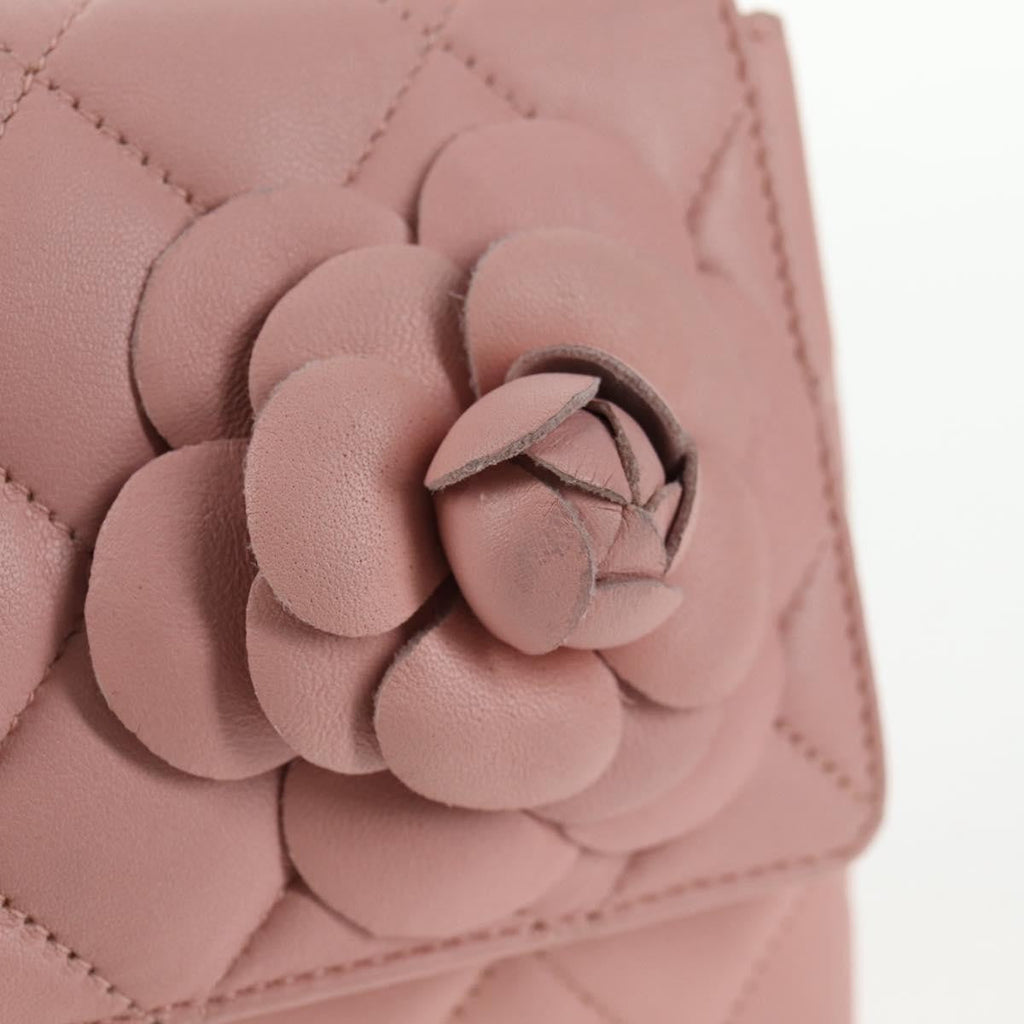 Chanel Vintage Camellia Flap Bag Quilted Lambskin Pink Leather Bag