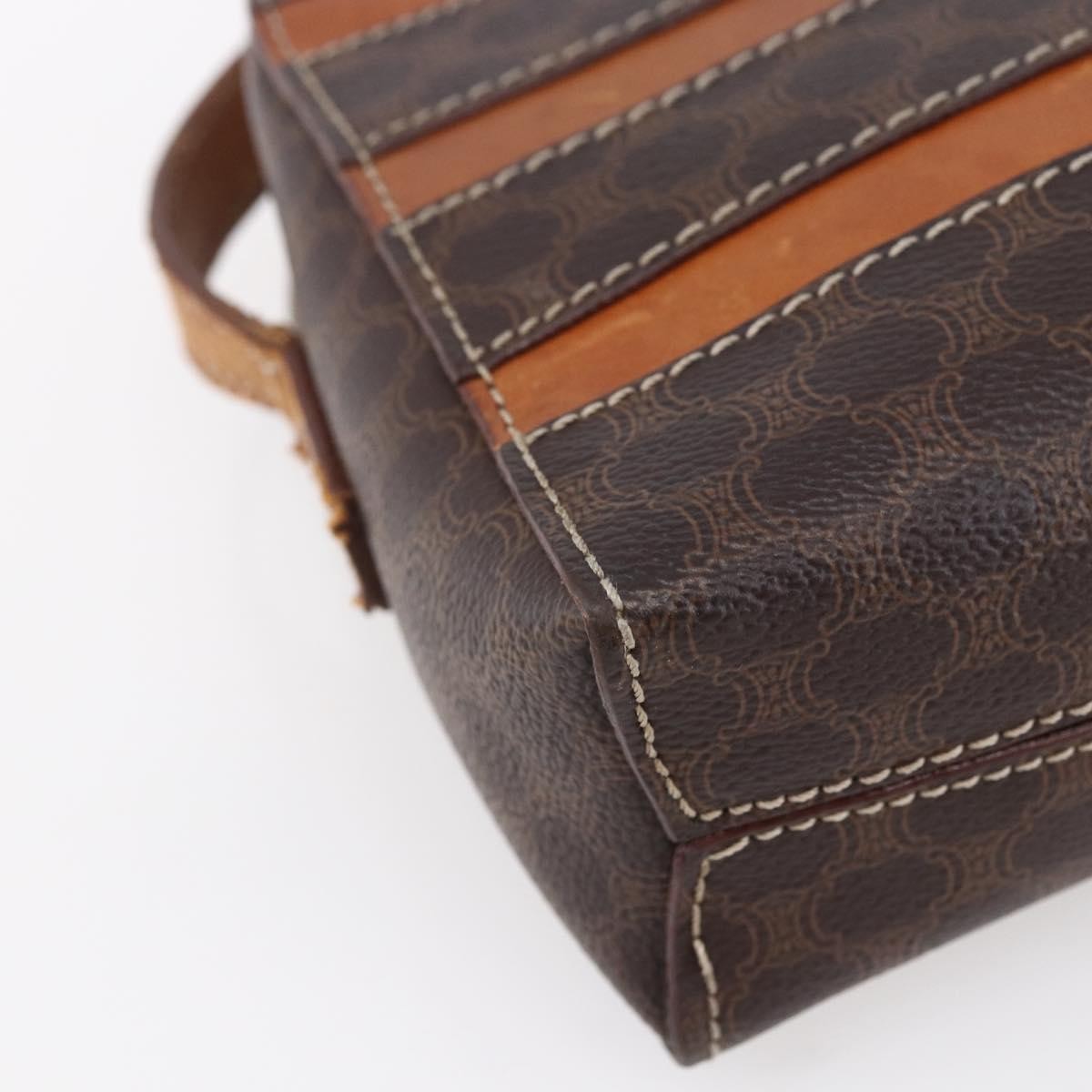 Celine Vintage Macadam Shoulder Bag Canvas And Leather Brown Canvas Shoulder Bag Bag