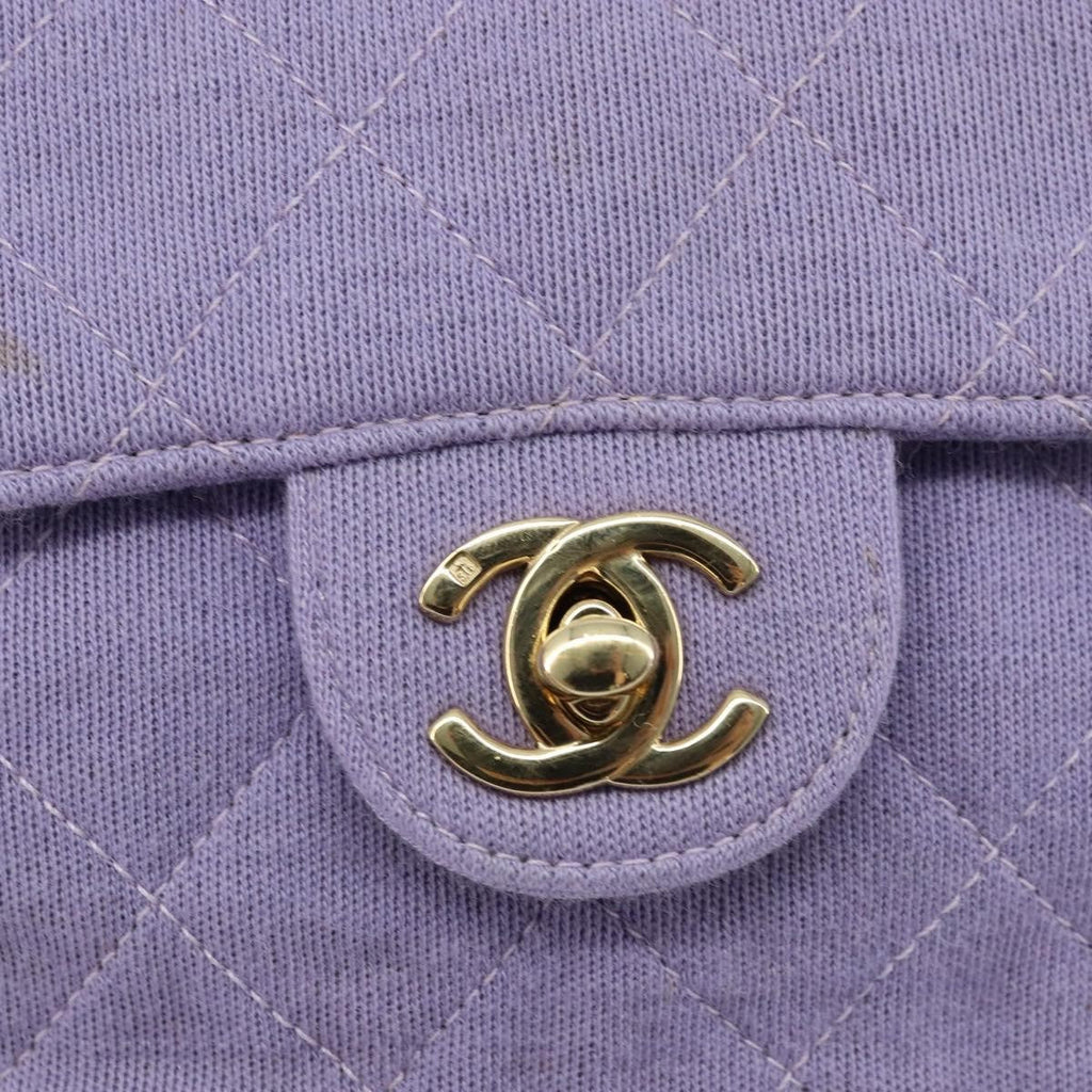 Chanel Square Classic Single Flap Bag Fabric Purple Cotton Crossbody Bag Bag