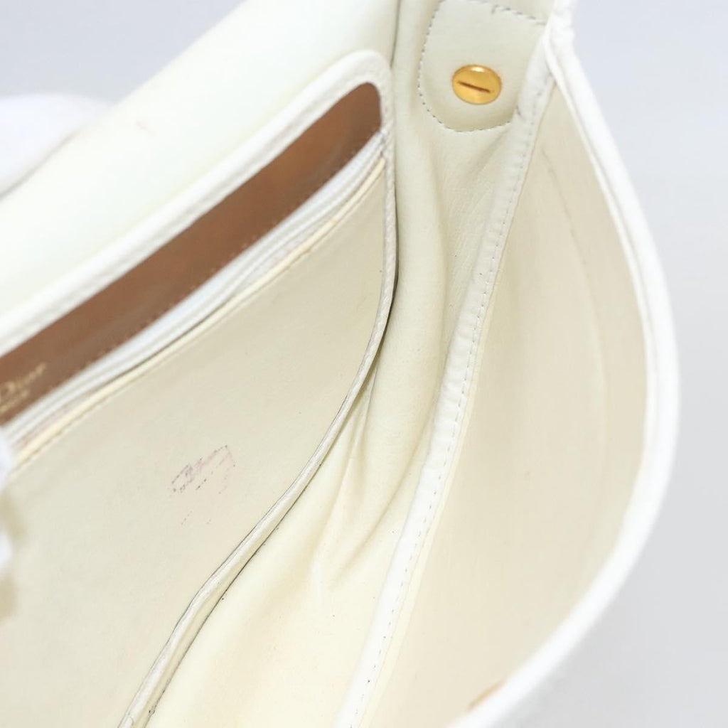 Christian Dior Vintage Shoulder Bag Leather White Leather Shoulder Bag Bag (Pre-Owned)
