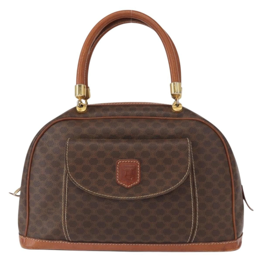 Celine Vintage Macadam Handbag Canvas And Leather Brown Canvas Handbag