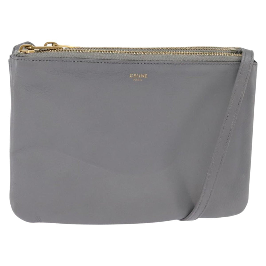 Celine Trio Crossbody Bag Leather Gray Leather Crossbody Bag Bag