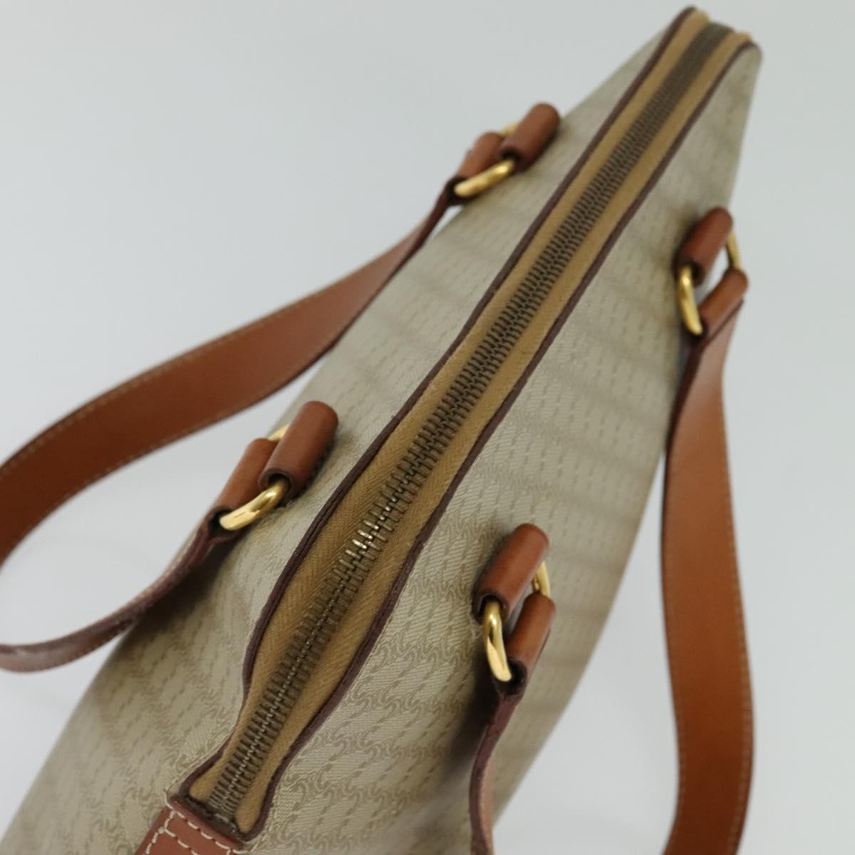 Celine Vintage Macadam Handbag Canvas Beige Canvas Handbag