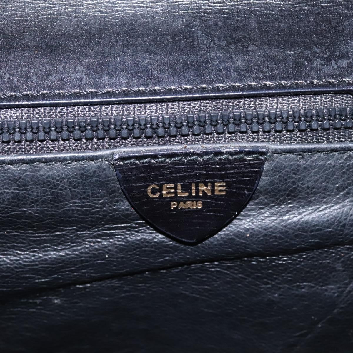 Celine Vintage Circle Logo Crossbody Bag Leather Black Leather Bag