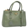 Prada Double Zip Lux Tote Saffiano Leather Gold Leather Handbag