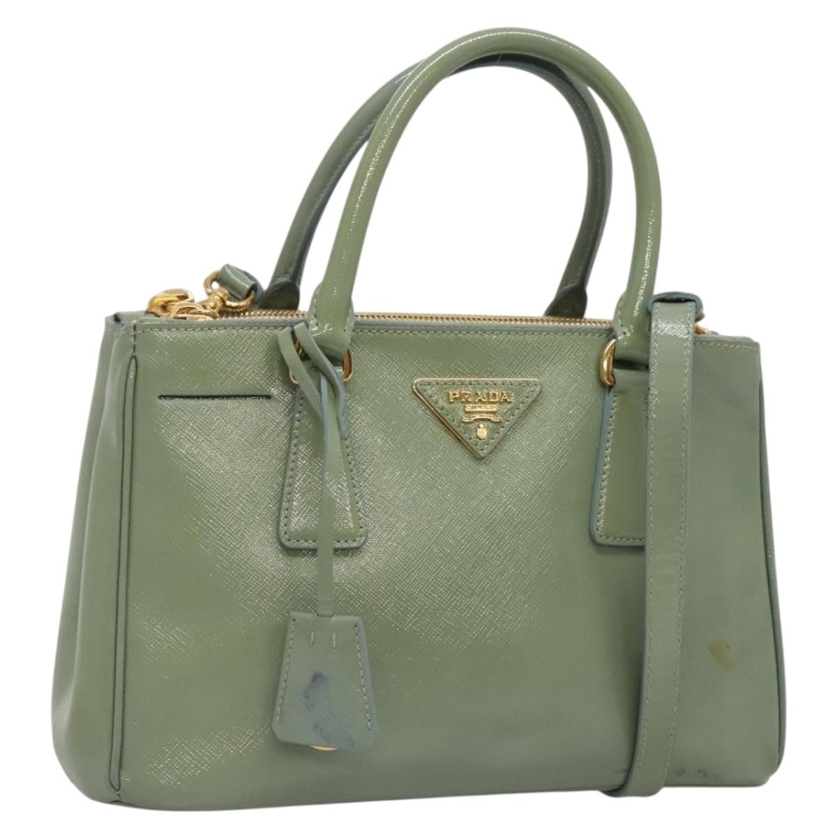 Prada Double Zip Lux Tote Saffiano Leather Gold Leather Handbag