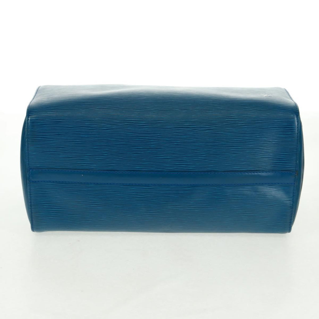 Louis Vuitton Speedy Handbag Epi Leather Blue Leather Handbag