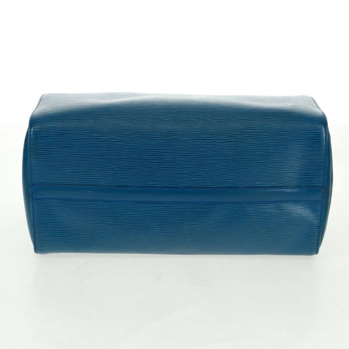 Louis Vuitton Speedy Handbag Epi Leather Blue Leather Handbag