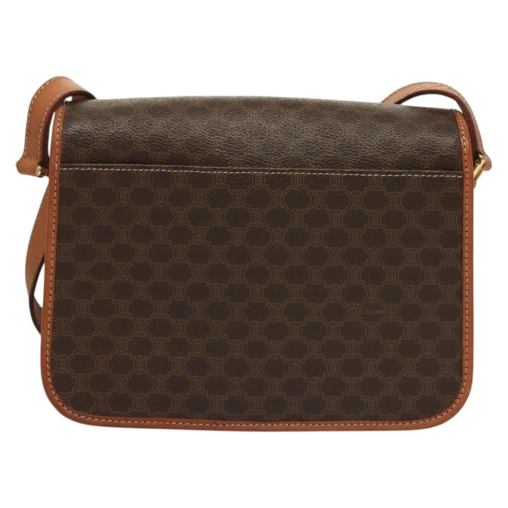 Celine Macadam Shoulder Bag Pvc Leather Brown Canvas Bag