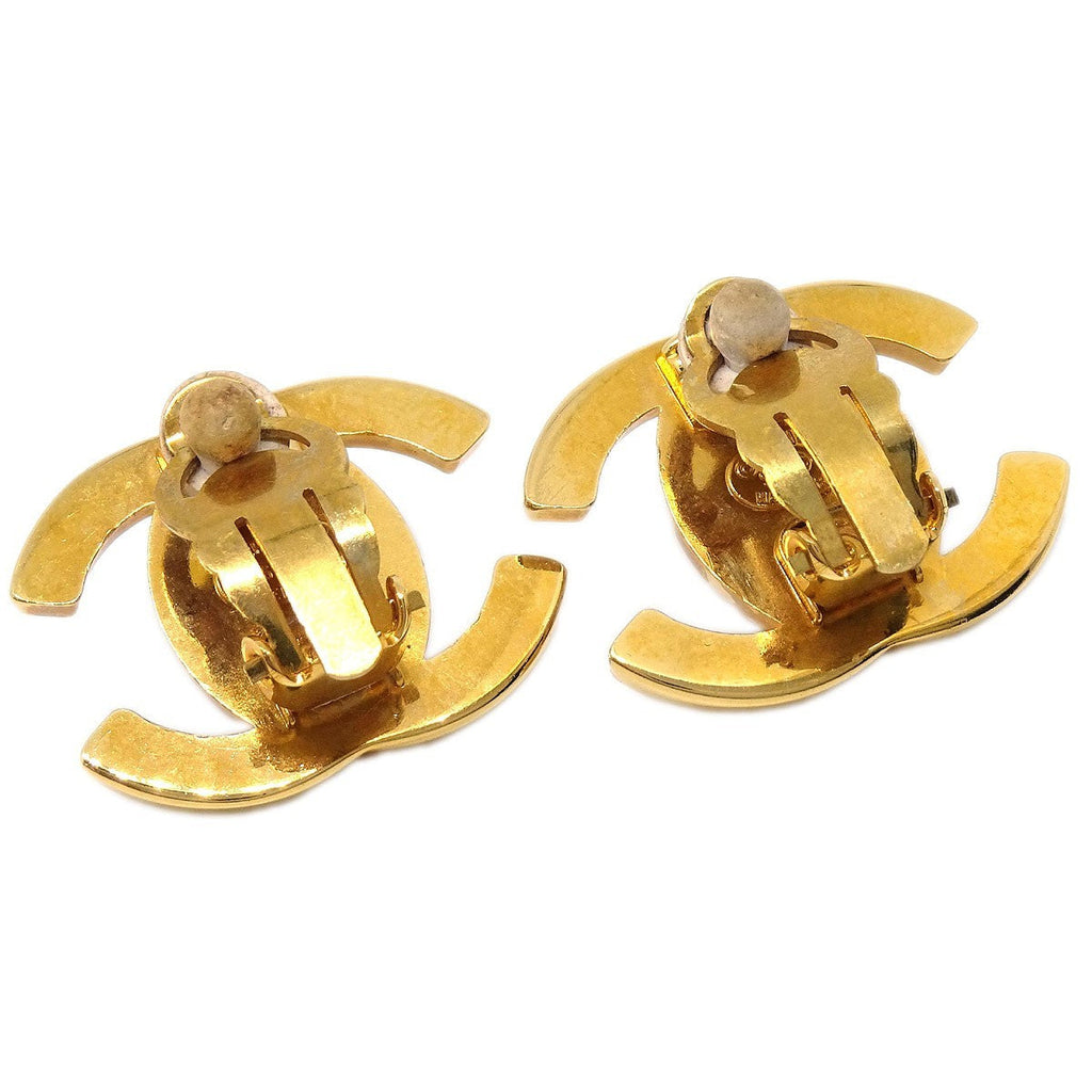 Chanel Cc Turnlock Clip-On Earrings Metal Gold Gold_Plated Earrings Jewelry