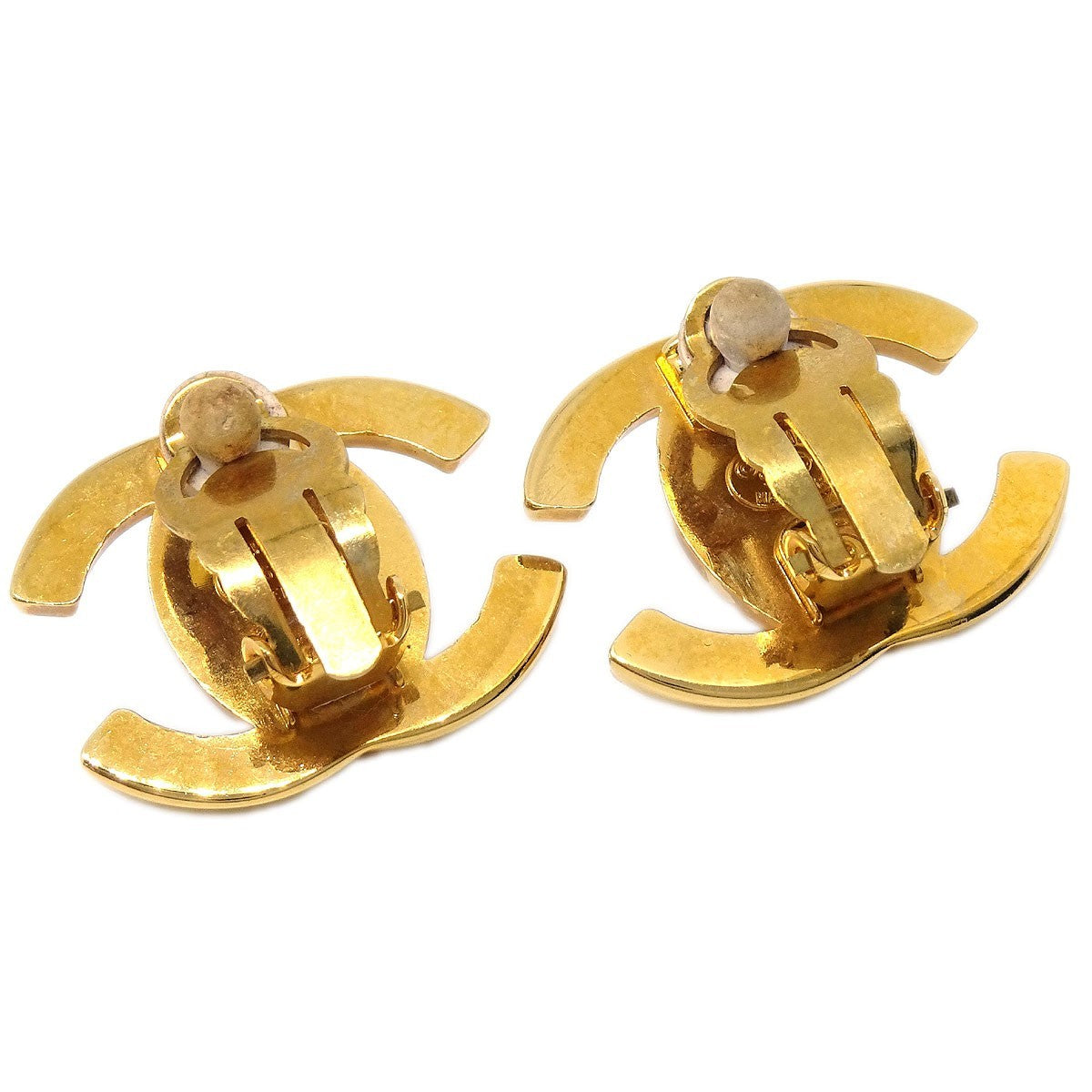 Chanel Cc Turnlock Clip-On Earrings Metal Gold Gold_Plated Earrings Jewelry