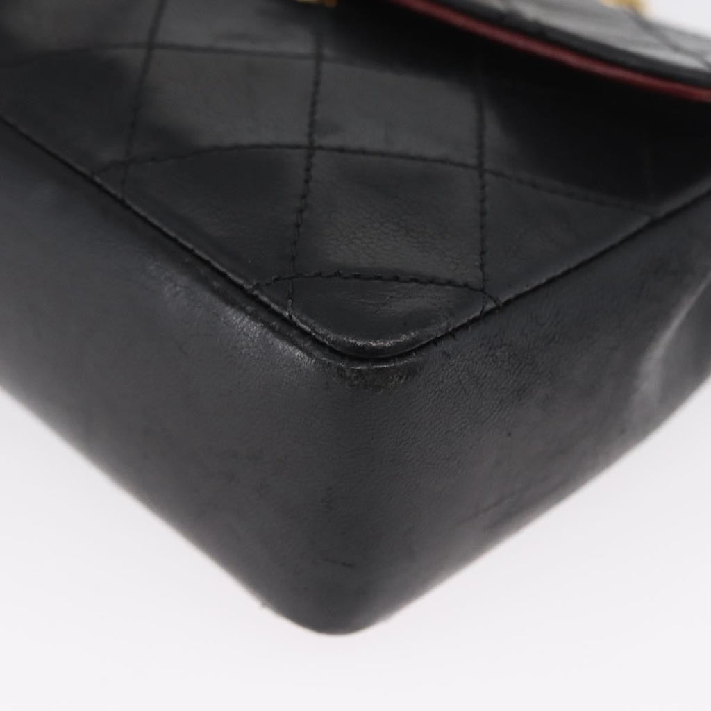 Chanel Vintage Square Cc Flap Bag Quilted Lambskin Black Leather Shoulder Bag Bag
