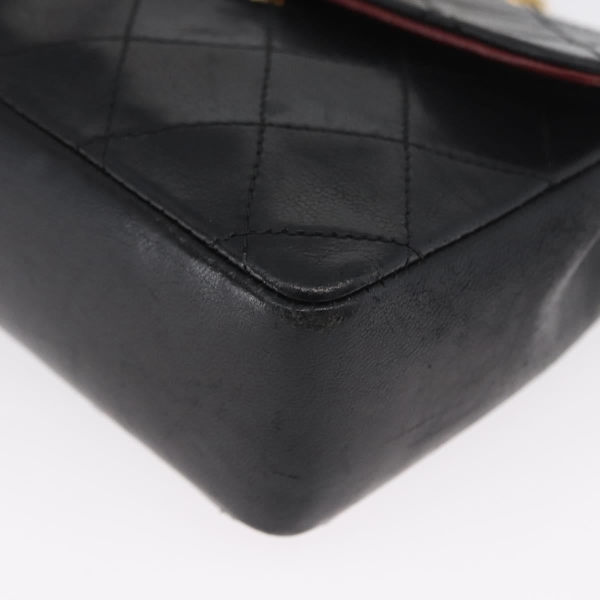 Chanel Vintage Square Cc Flap Bag Quilted Lambskin Black Leather Shoulder Bag Bag