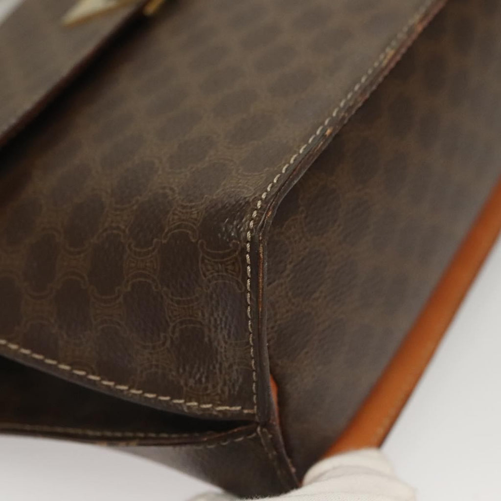 Celine Macadam Handbag Macadam With Leather Brown Canvas Handbag