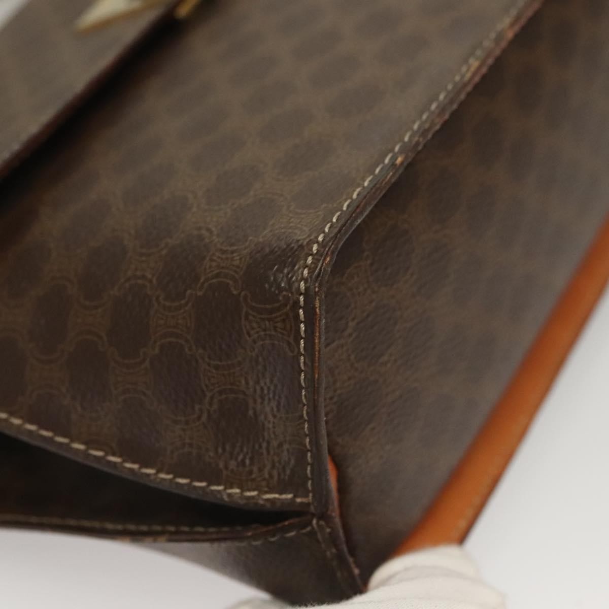 Celine Macadam Handbag Macadam With Leather Brown Canvas Handbag