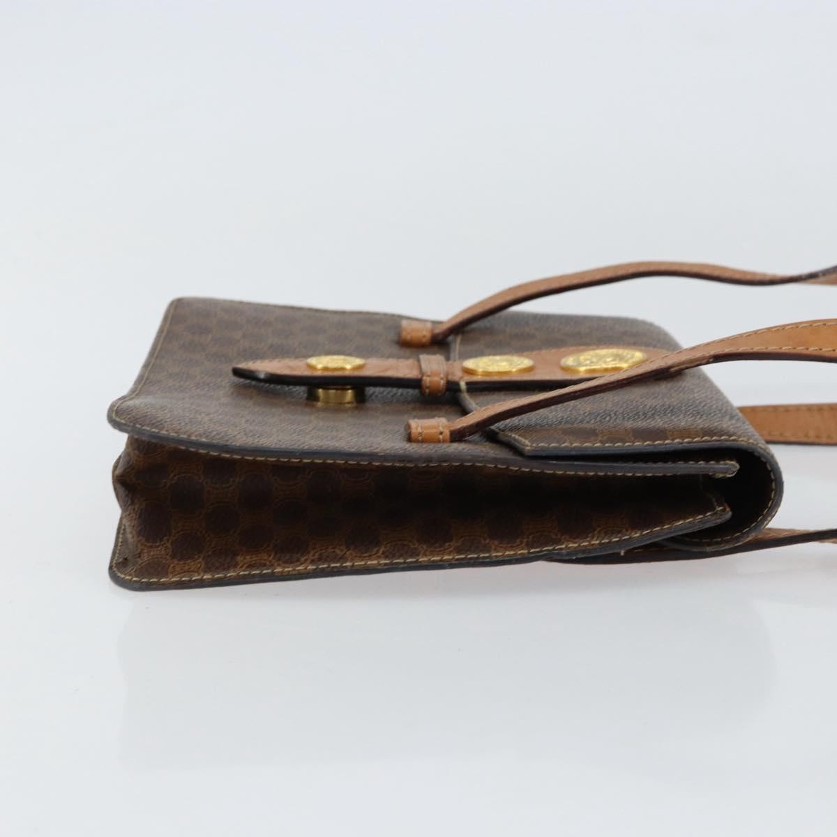 Celine Vintage Macadam Handbag Canvas And Leather Brown Canvas Handbag