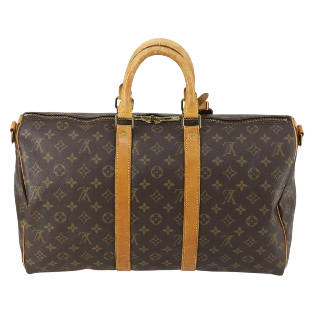 Louis Vuitton Keepall Bandouliere Bag Monogram Canvas Brown Canvas Travel Bag