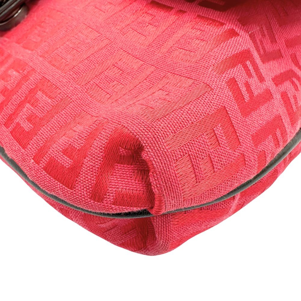 Fendi Flap Crossbody Bag Zucca Canvas Red Canvas Shoulder Bag Bag