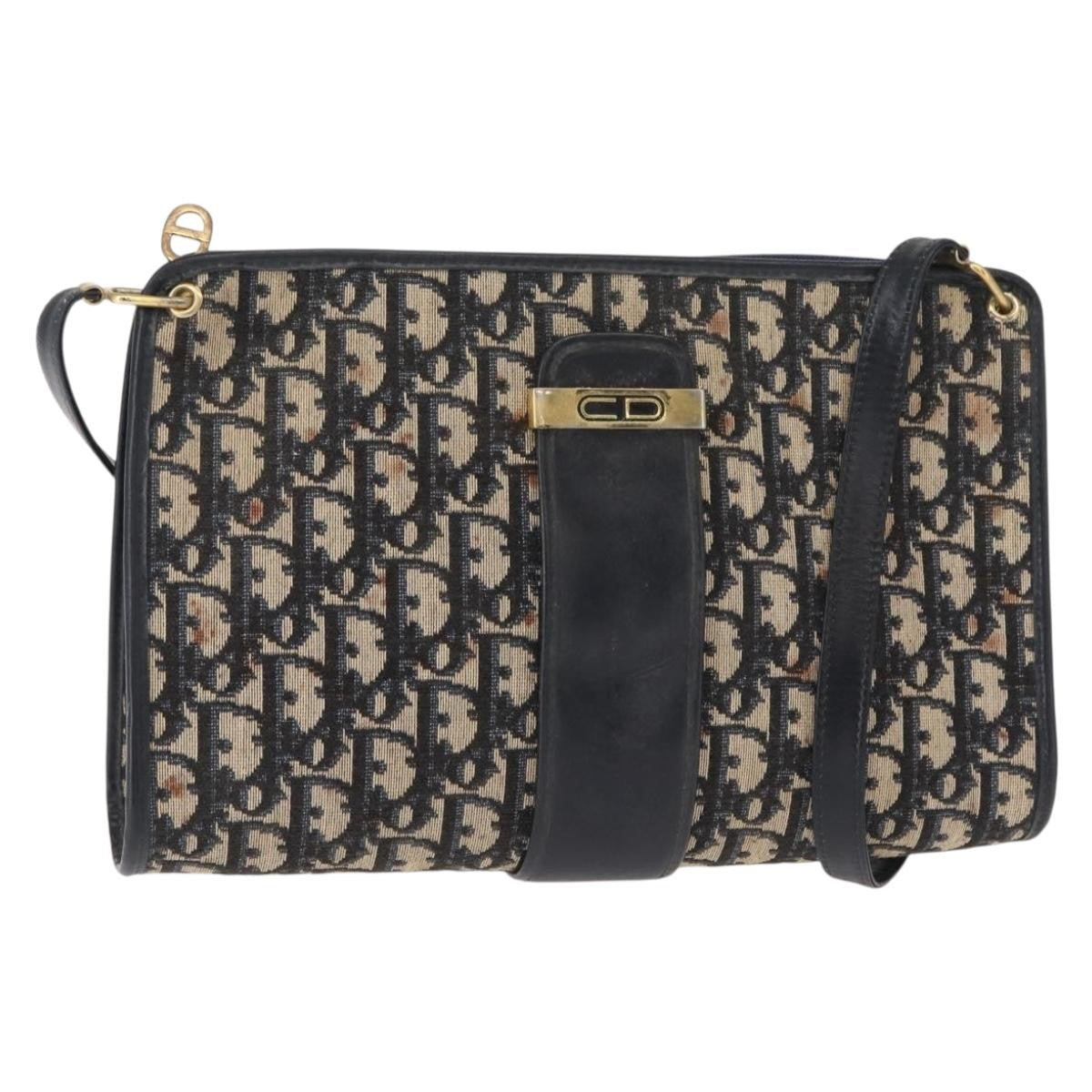 Christian Dior Vintage Cd Trotter Shoulder Bag Canvas Navy Canvas Shoulder Bag Bag (Pre-Owned)