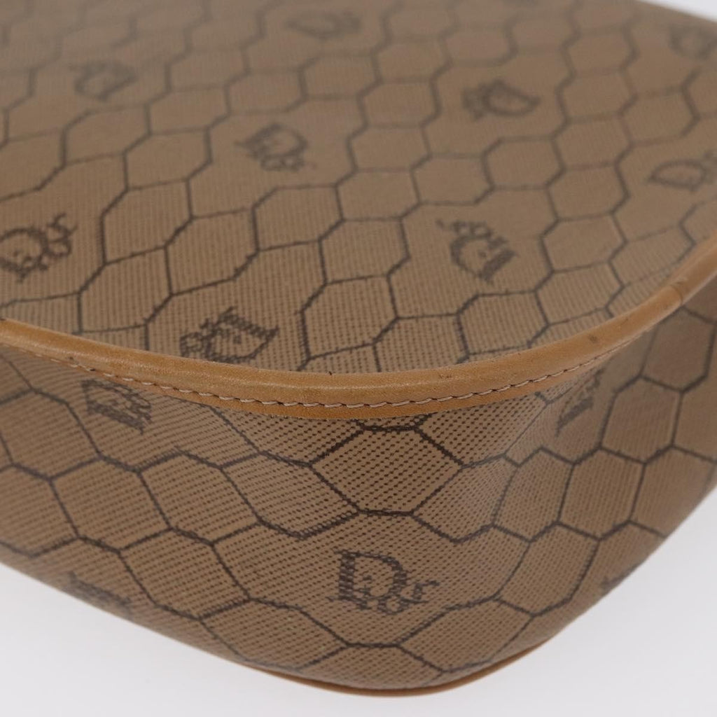 Christian Dior Vintage Honeycomb Shoulder Bag Canvas And Leather Beige Canvas Shoulder Bag Bag (Pre-Owned)