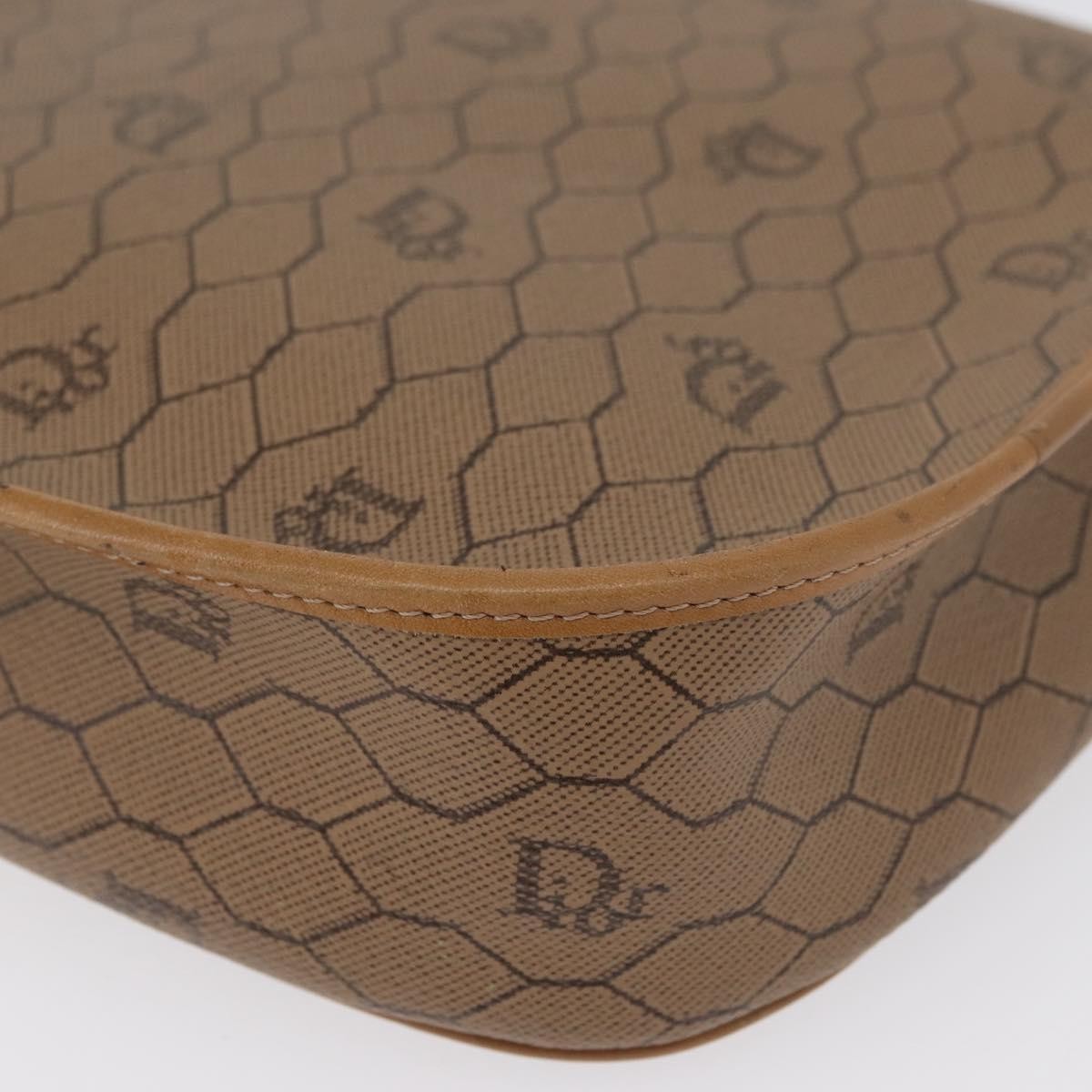 Christian Dior Vintage Honeycomb Shoulder Bag Canvas And Leather Beige Canvas Shoulder Bag Bag (Pre-Owned)