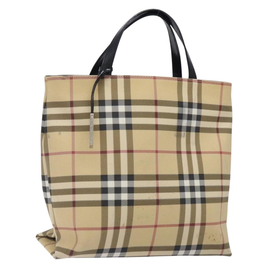 Burberry Nova Check Tote Canvas Check Pattern Beige Canvas Tote Bag