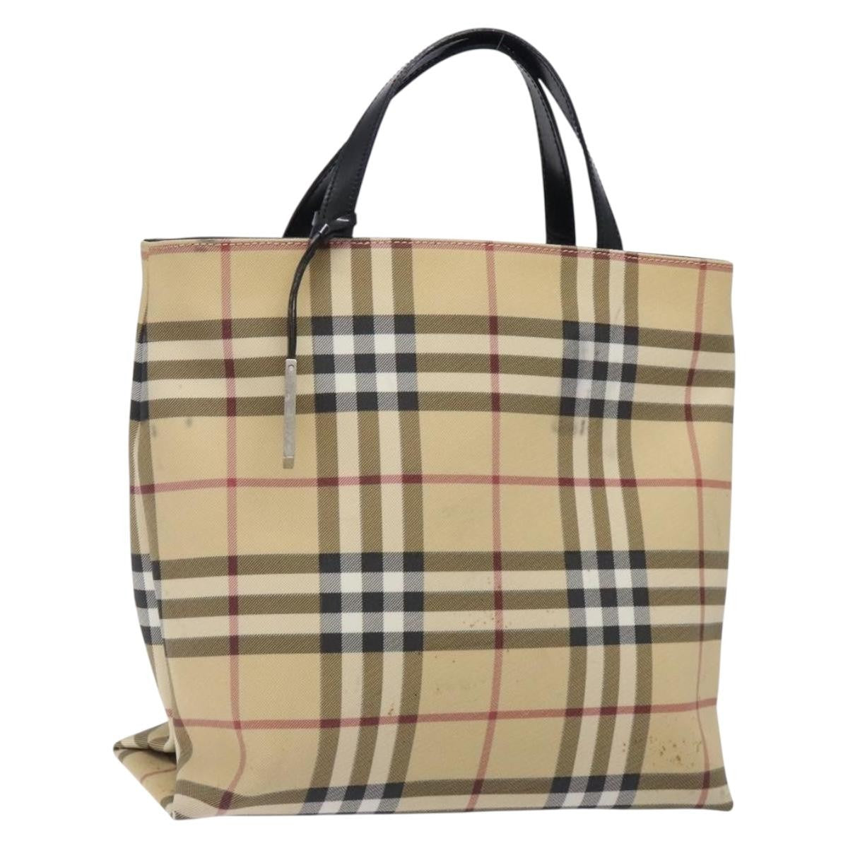 Burberry Nova Check Tote Canvas Check Pattern Beige Canvas Tote Bag