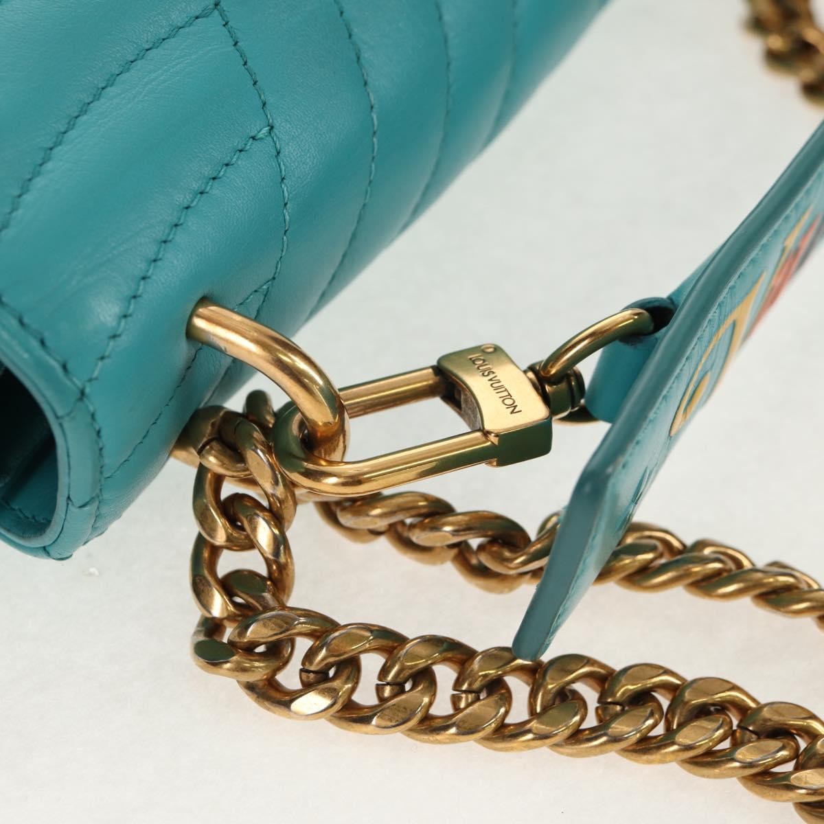 Louis Vuitton New Wave Chain Bag Quilted Leather Blue Leather Shoulder Bag