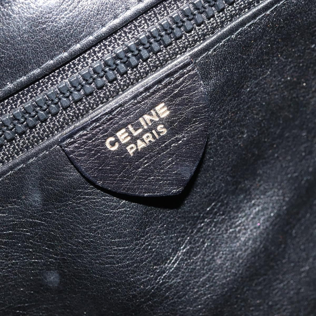 Celine Circle Logo Shoulder Bag Leather Black Leather Shoulder Bag Bag