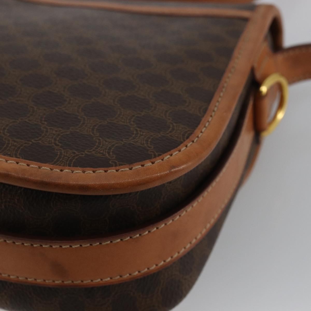 Celine Vintage Macadam Shoulder Bag Canvas And Leather Brown Canvas Shoulder Bag Bag