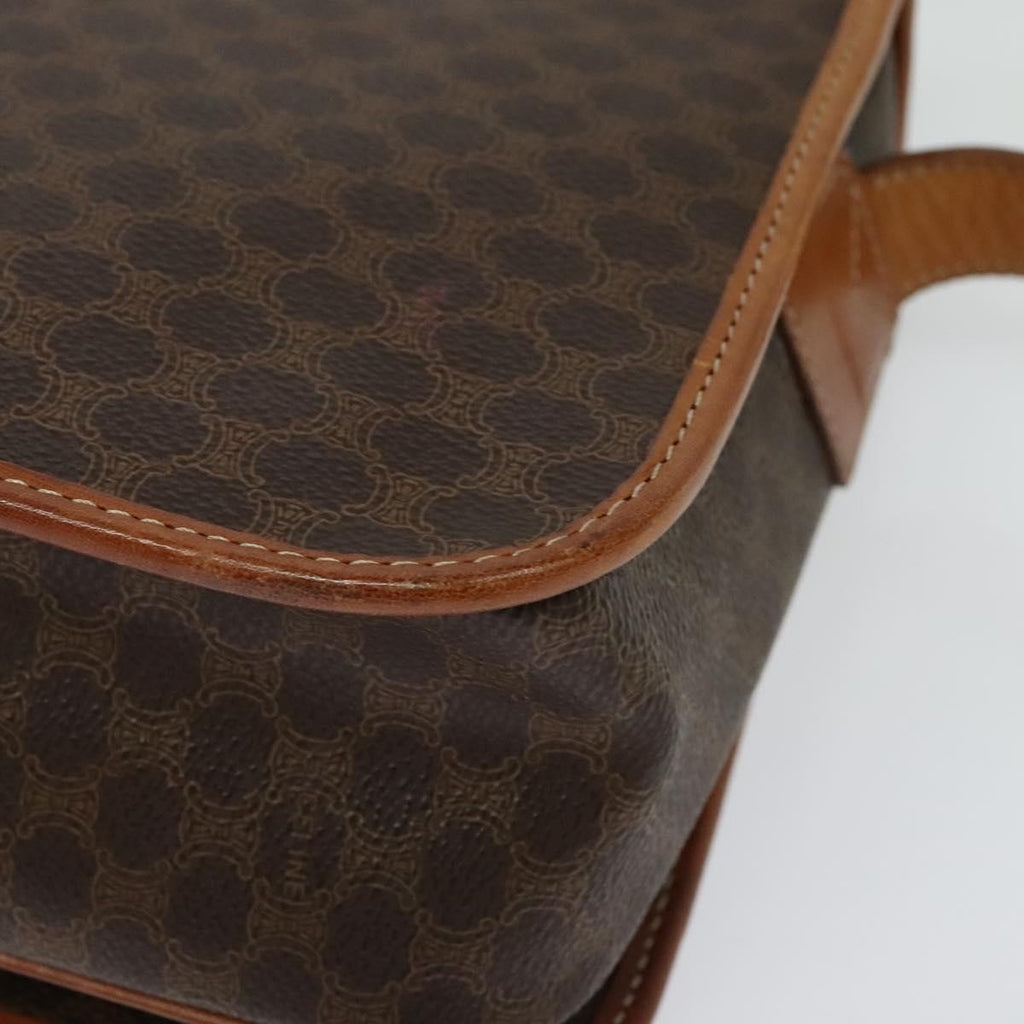 Celine Macadam Shoulder Bag Pvc Leather Brown Canvas Bag