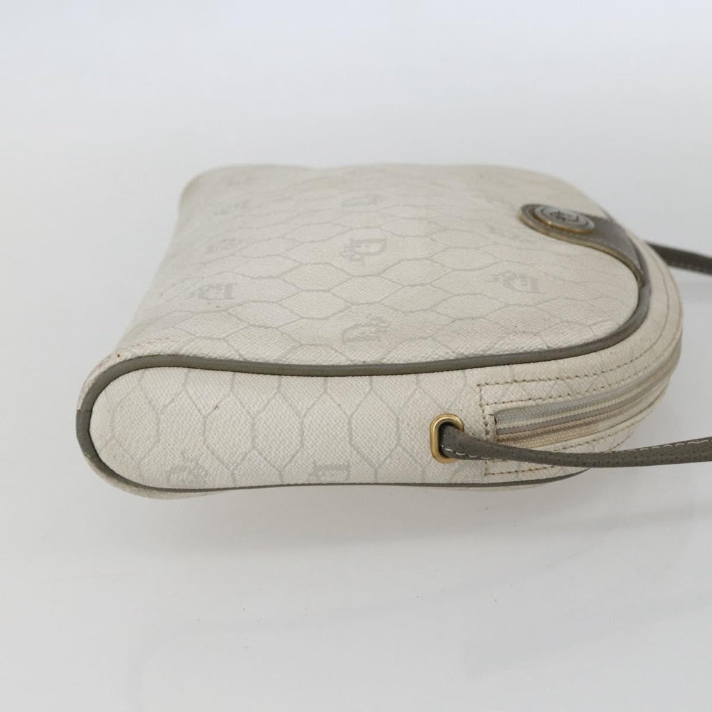 Christian Dior Vintage Honeycomb Shoulder Bag Canvas And Leather White Canvas Shoulder Bag Bag (Pre-Owned)