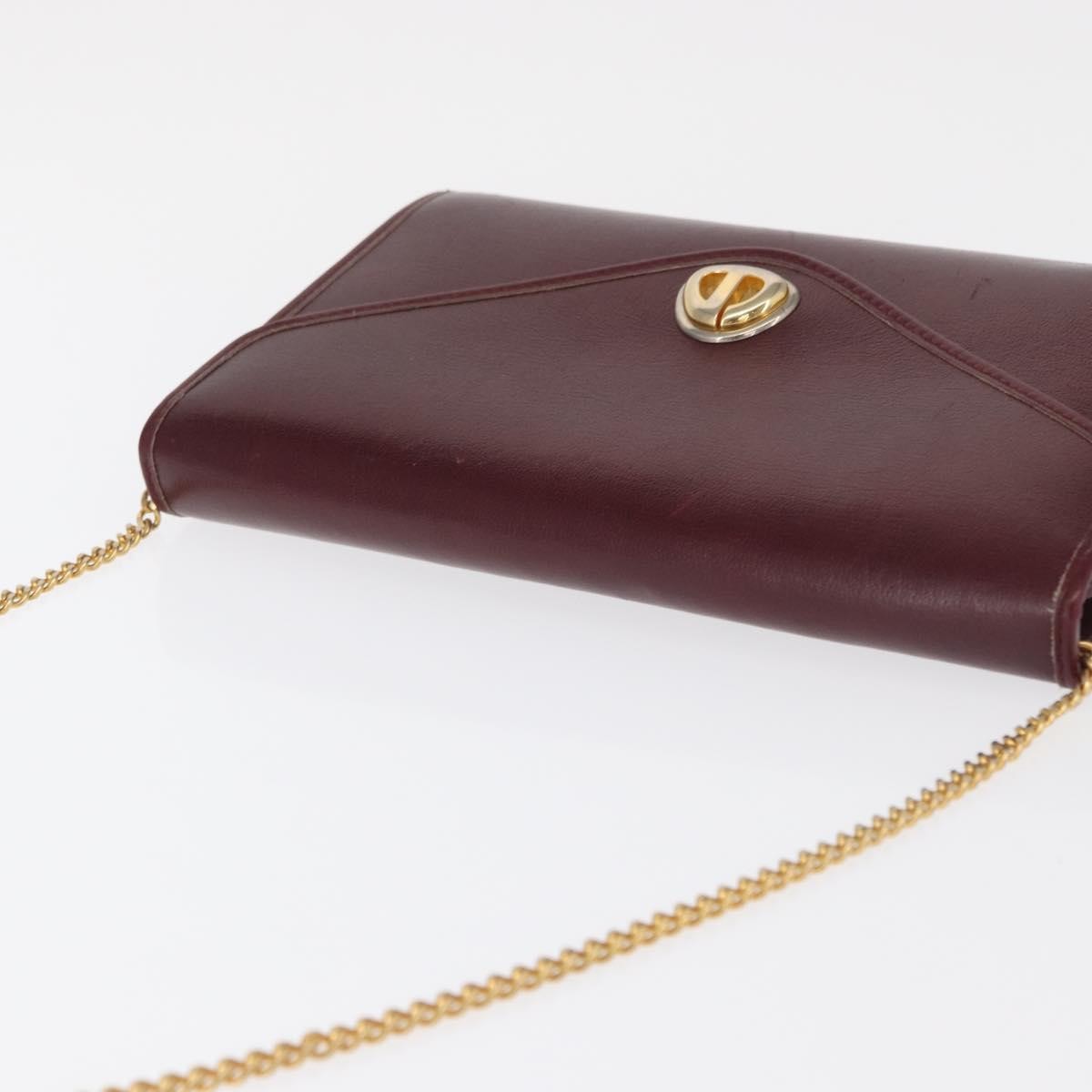 Christian Dior Vintage Chain Flap Shoulder Bag Leather Burgundy Leather Shoulder Bag Bag (Pre-Owned)