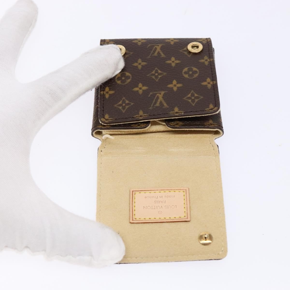 Louis Vuitton Case Jewelry Box Canvas Brown Canvas Wallets Accessory