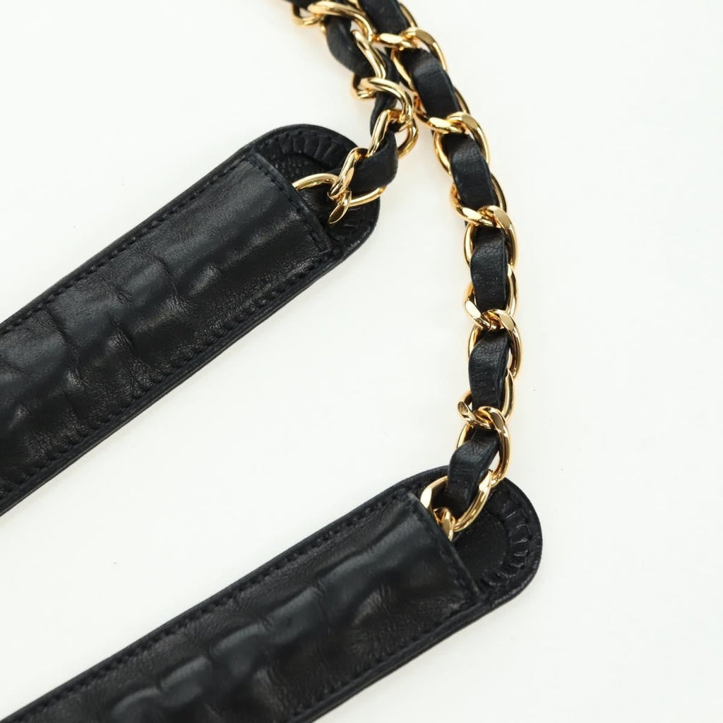 Chanel Vintage Zip Chain Shoulder Bag Quilted Lambskin Black Leather Shoulder Bag Bag