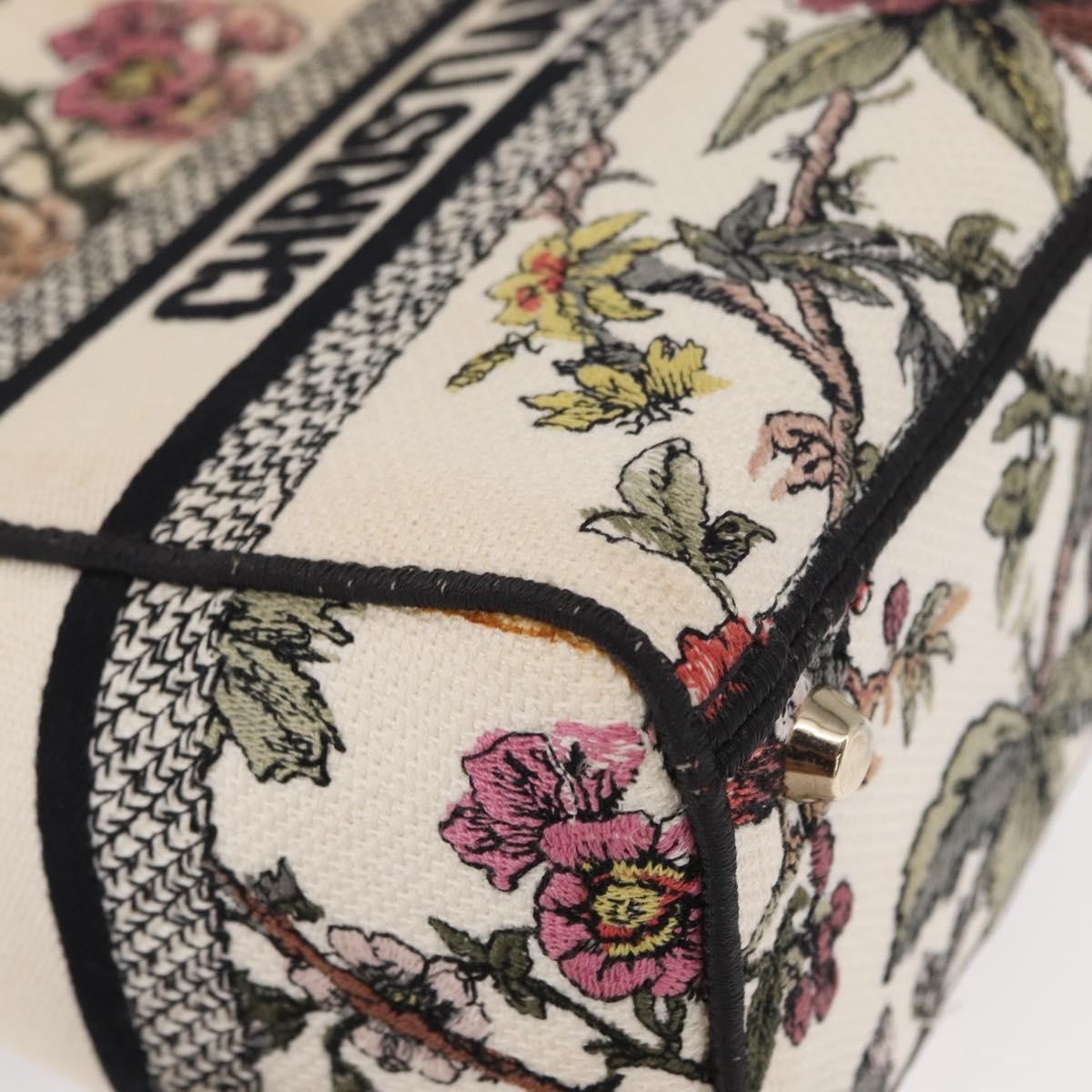 Christian Dior Lady D-Lite Bag Embroidered Canvas Multicolour Canvas Handbag (Pre-Owned)