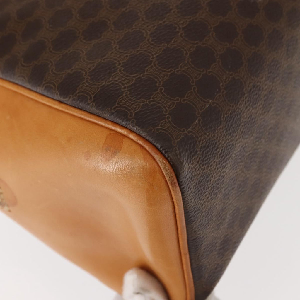 Celine Vintage Macadam Handbag Canvas And Leather Brown Canvas Handbag