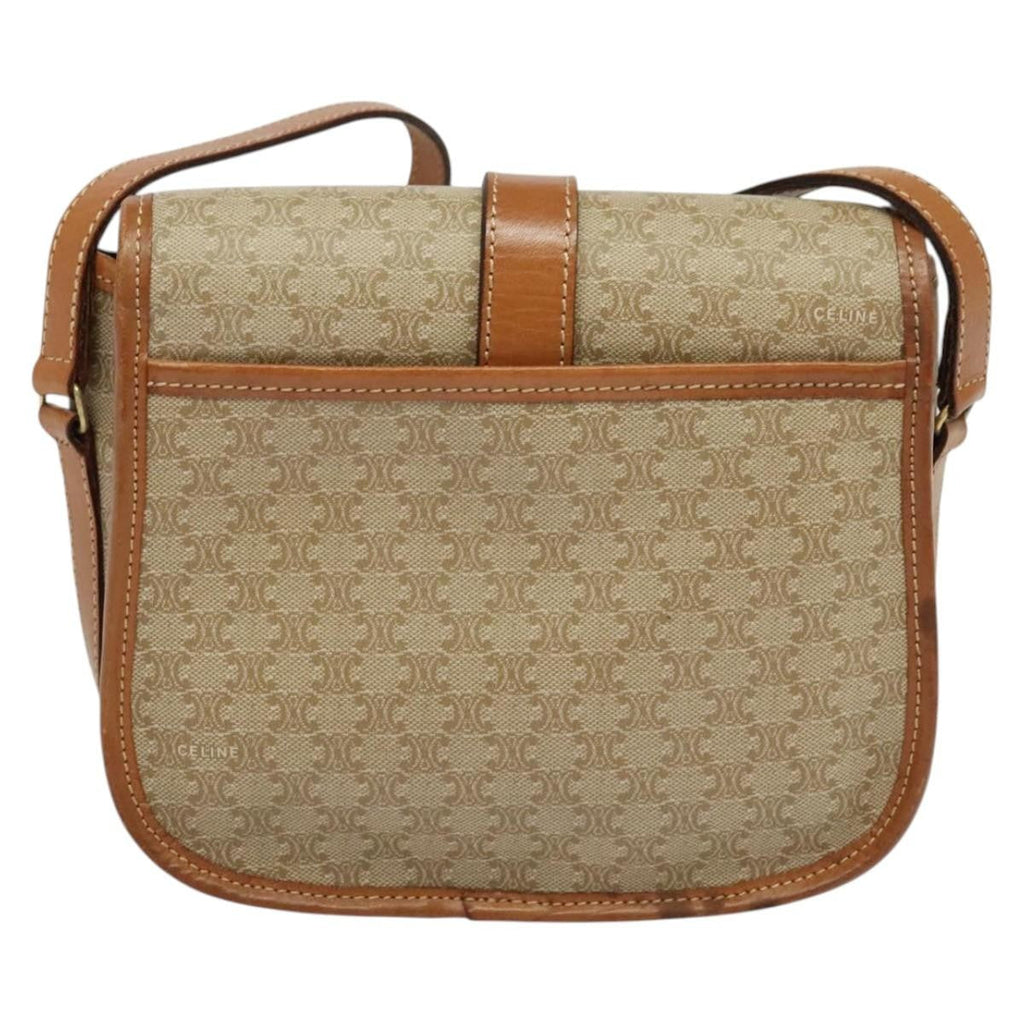 Celine Macadam Shoulder Bag Pvc Leather Beige Canvas Bag