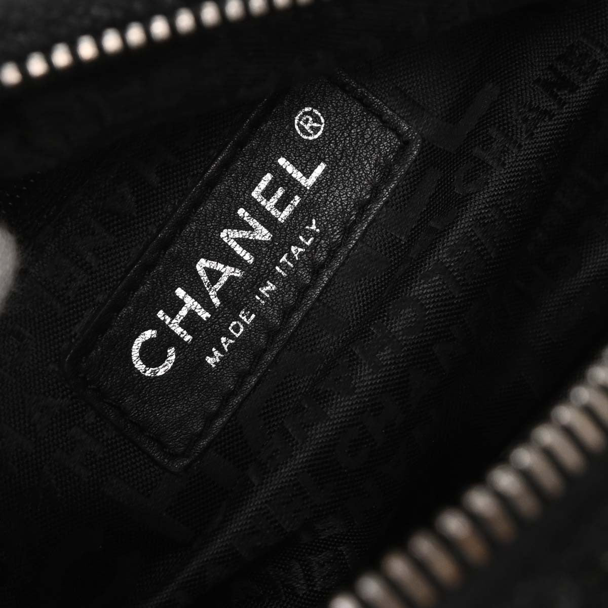 Chanel Vintage Zip Bowler Bag Printed Jacquard Black Cotton Shoulder Bag Bag