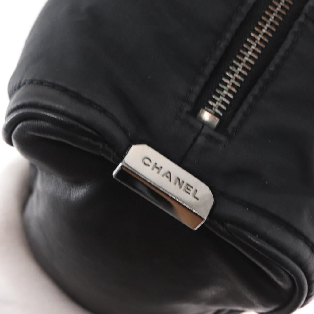 Chanel Square Stitch Boston Bag Quilted Nylon Black Nylon Travel Bag Bag