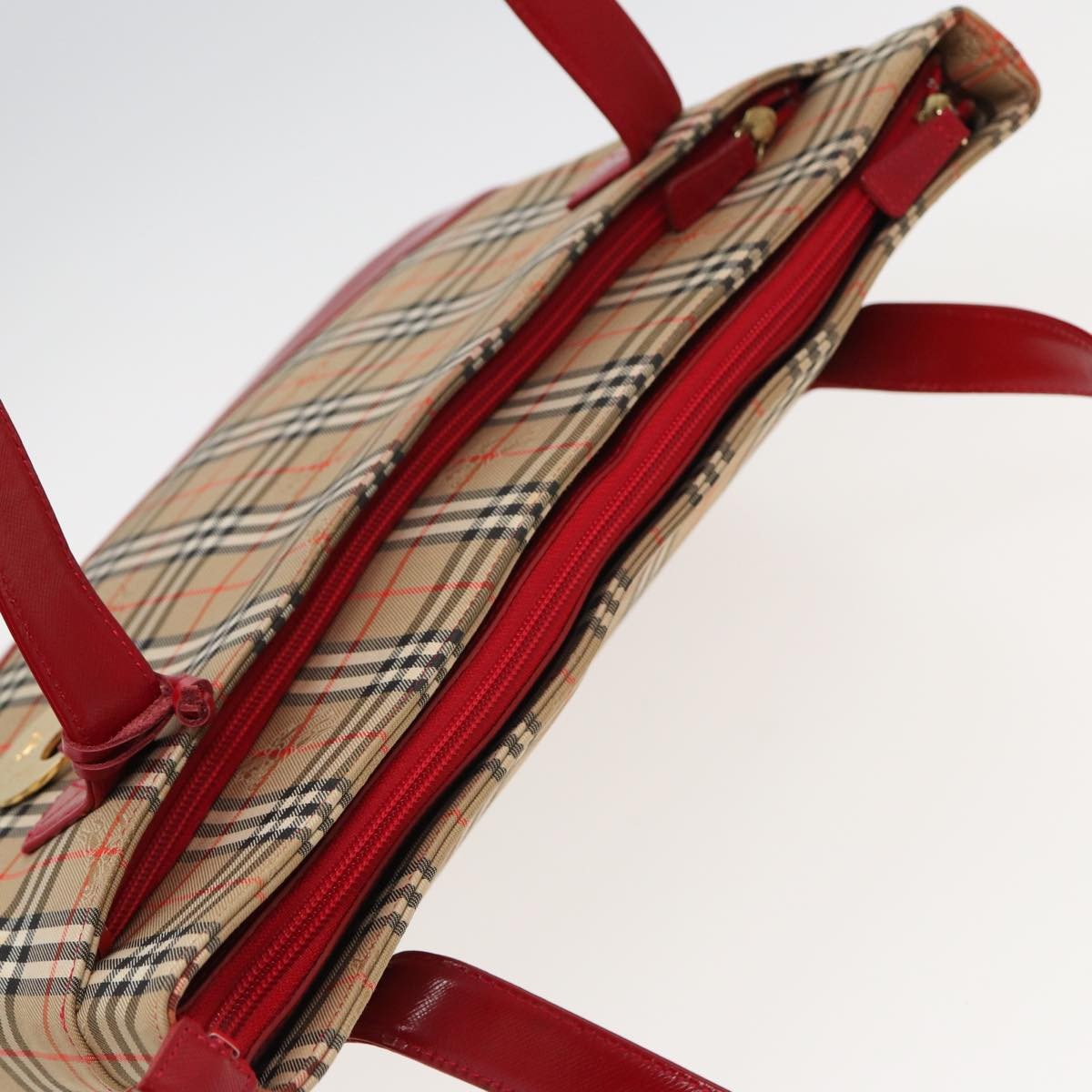Burberry Nova Check Tote Canvas And Leather Beige Canvas Tote Bag