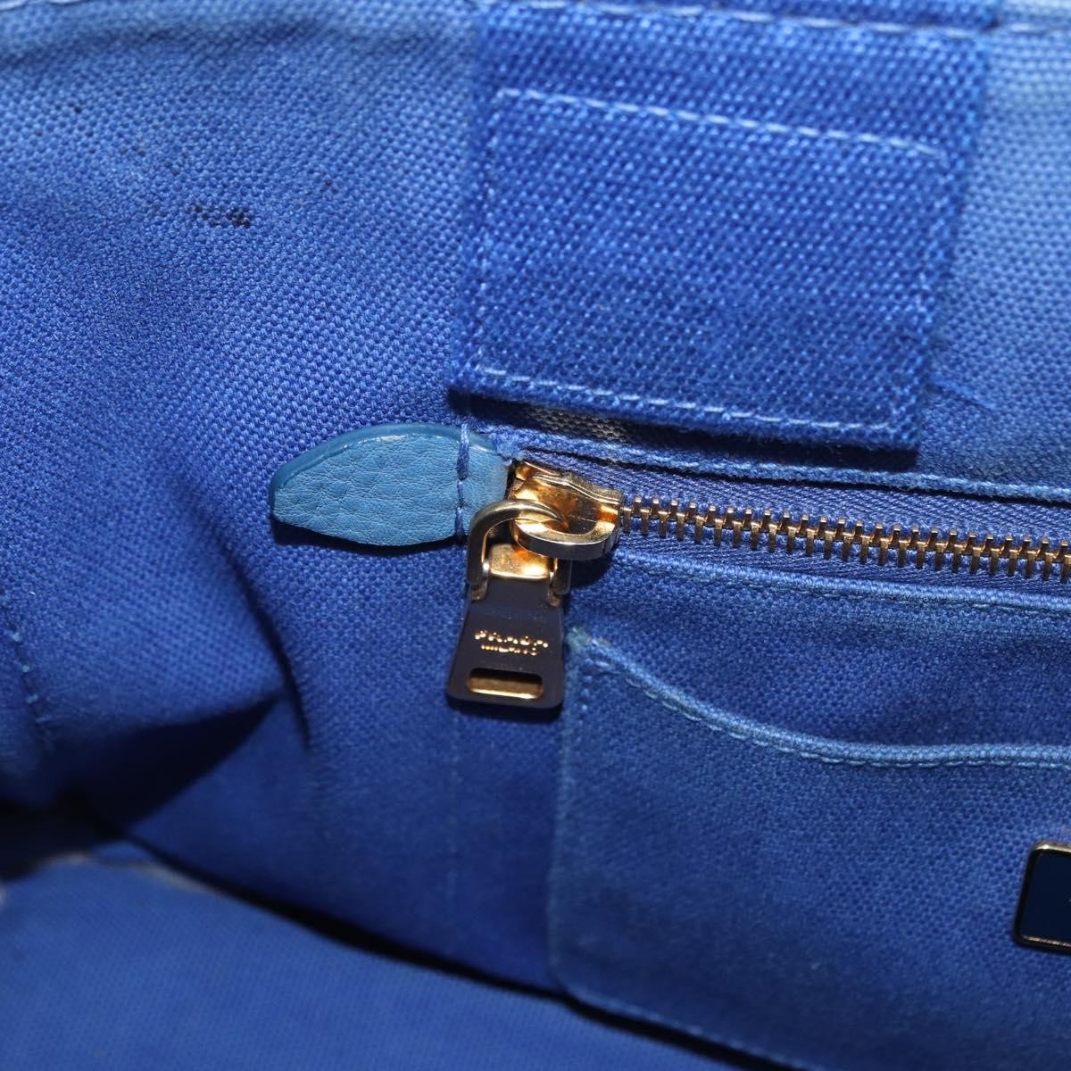 Prada Canapa Open Tote Canvas Blue Canvas Tote Bag Bag