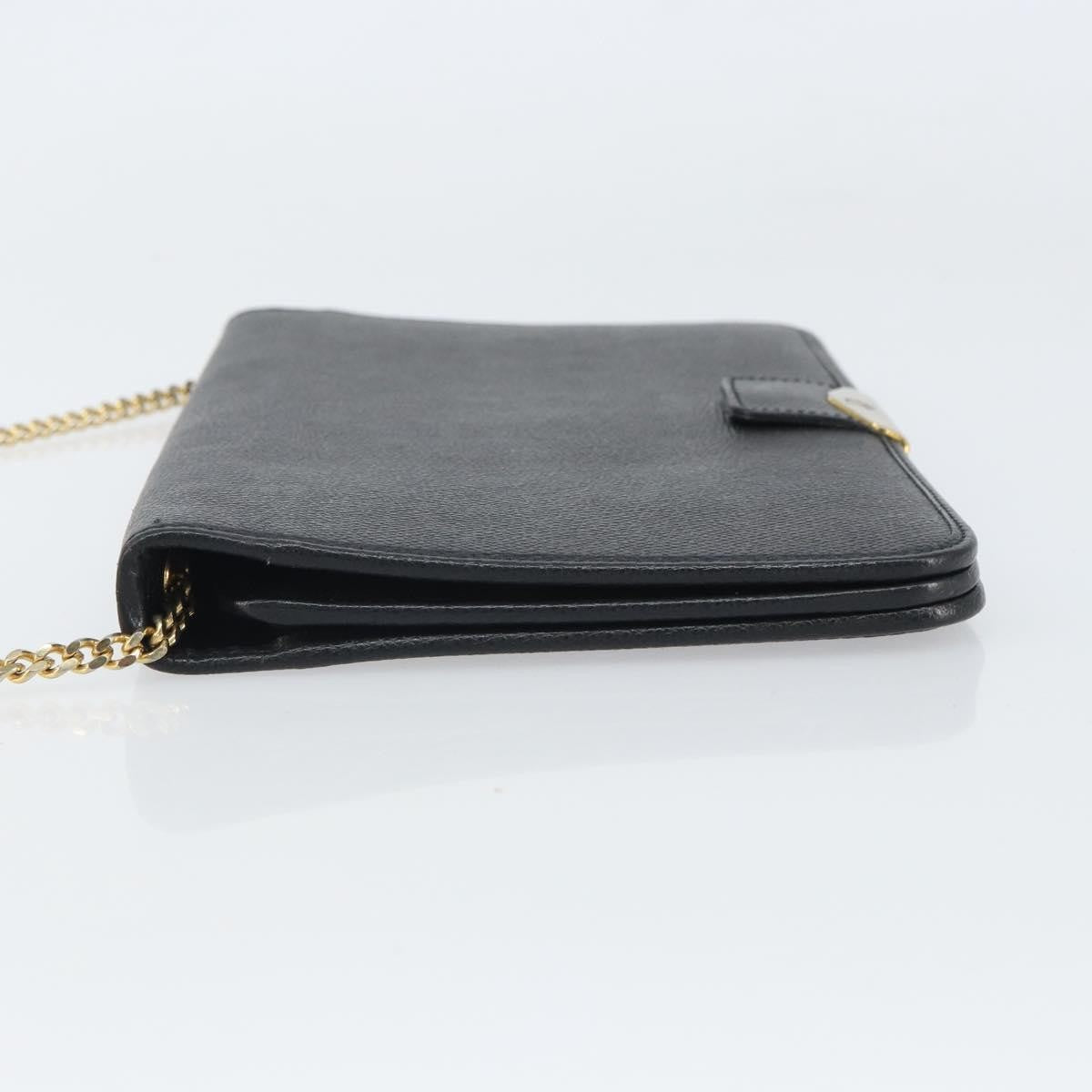 Christian Dior Vintage Chain Flap Shoulder Bag Leather Black Leather Shoulder Bag Bag (Pre-Owned)