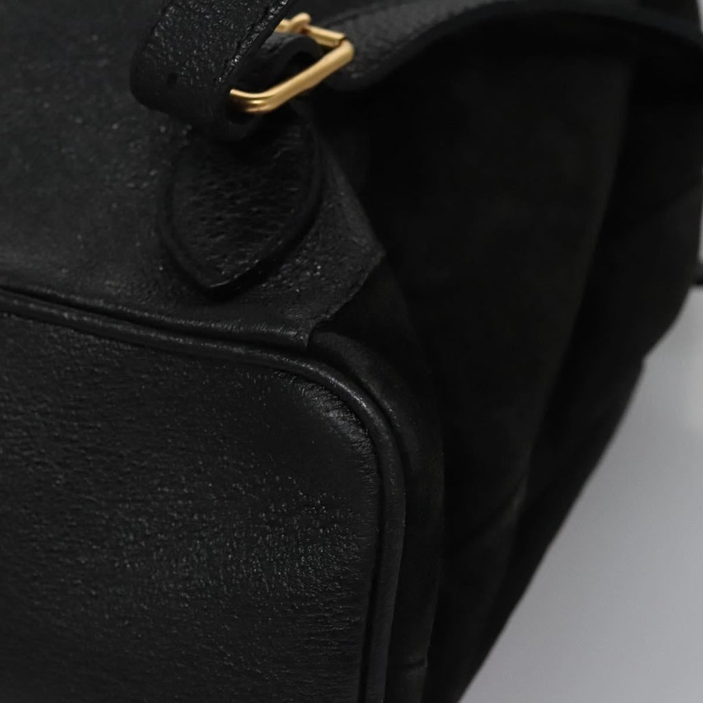 Gucci Vintage Bamboo Backpack Suede And Leather Black Suede Backpack Bag (Pre-Owned)