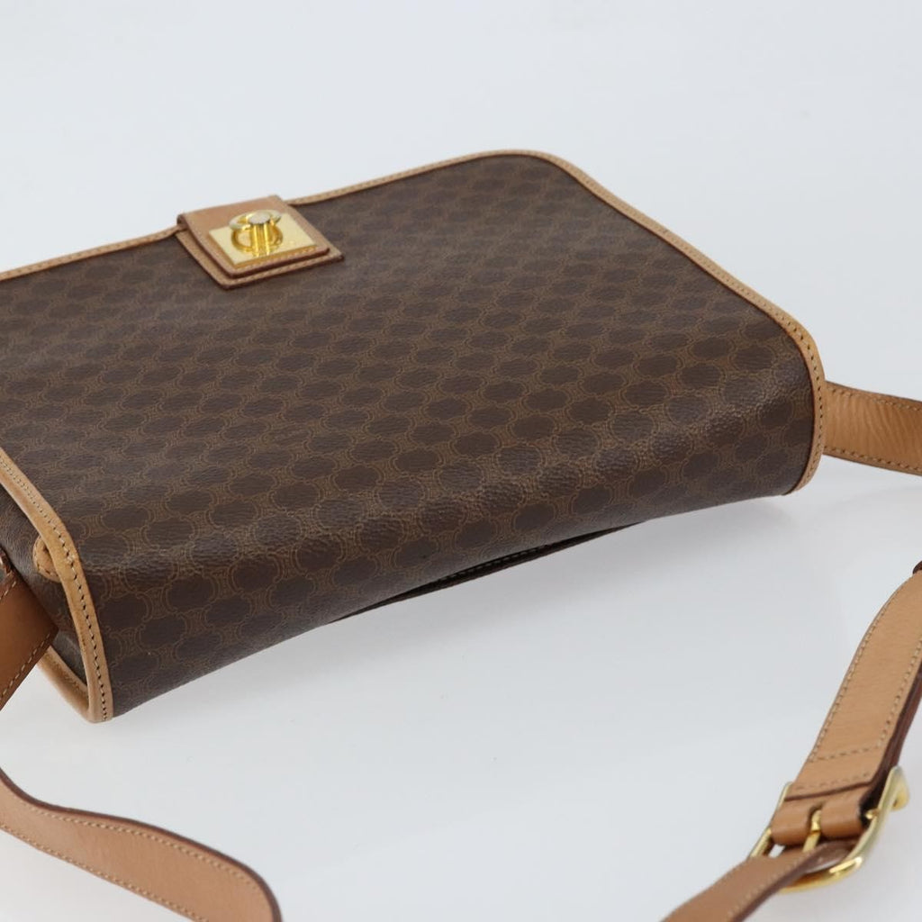 Celine Vintage Macadam Shoulder Bag Canvas And Leather Brown Canvas Shoulder Bag Bag