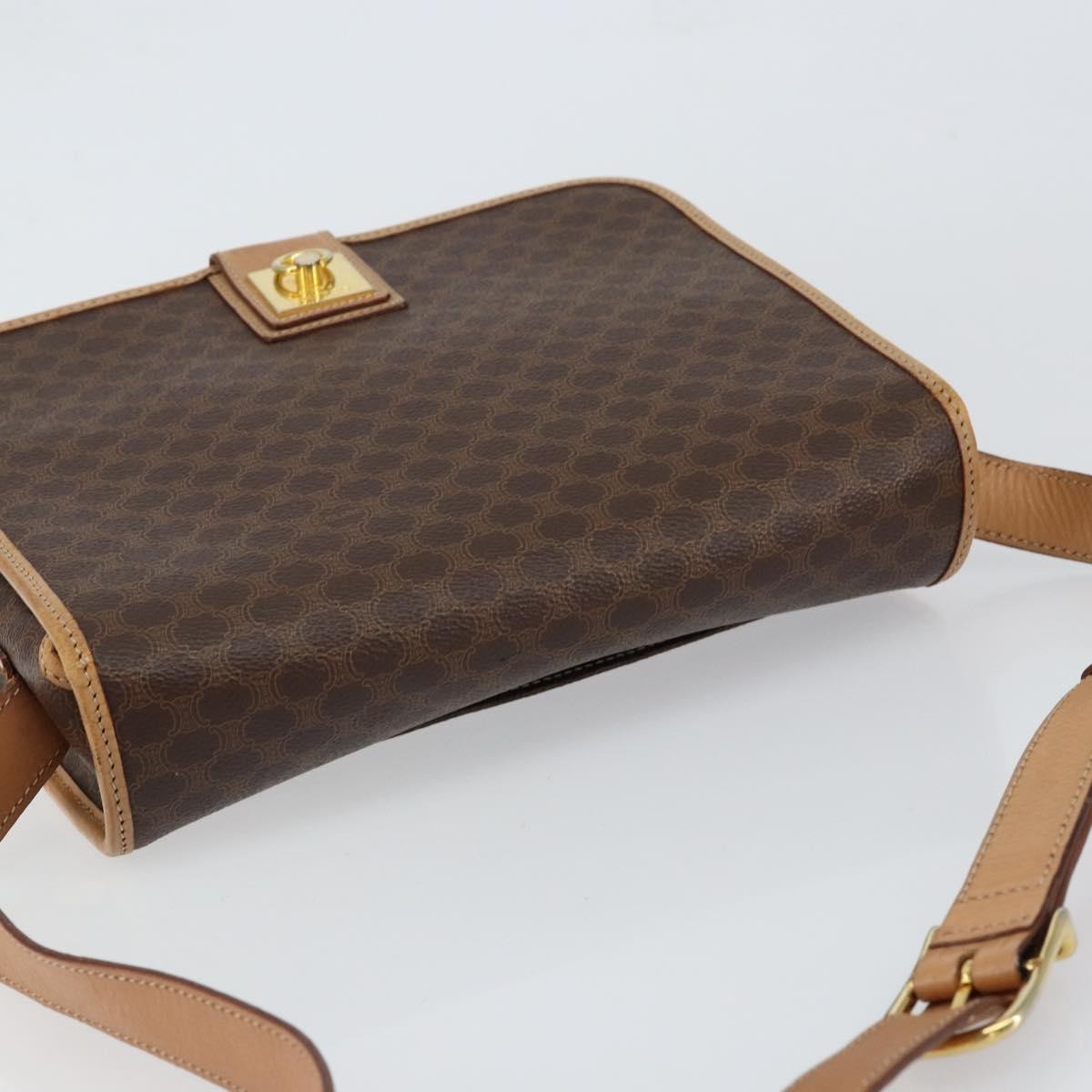 Celine Vintage Macadam Shoulder Bag Canvas And Leather Brown Canvas Shoulder Bag Bag
